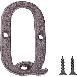 GORGECRAFT 2PCS Cast Iron Door Letter 2.95 Inch Rustic Metal Home Address Letters Mailbox Numbers with Matching Screws, Letter Q