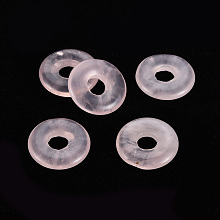 Honeyhandy Natural Rose Quartz Pendants, Donut/Pi Disc, 18x4.5~5.5mm, Hole: 5.5mm