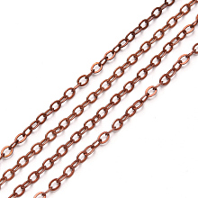 Honeyhandy Brass Cable Chains, Soldered, with Spool, Flat Oval, Red Copper, 3.2x2.5x0.4mm, Fit for 0.8x5mm Jump Rings, about 32.8 Feet(10m)/roll