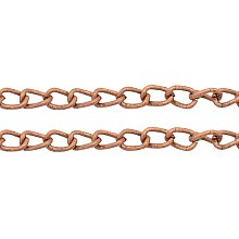 NBEADS 100m Iron Twisted Chains Curb Chains, Red Copper Color, Come On Reel, Link: about 1.6mm wide, 3mm long, 0.5mm thick, 100m/roll