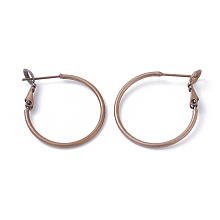 Honeyhandy Brass Hoop Earrings, Ring, Red Copper, 24x1.5mm, Pin: 0.7mm