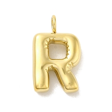 Honeyhandy Ion Plating(IP) 304 Stainless Steel Pendants, Real 14K Gold Plated, Balloon Letter Charms, Bubble Puff Initial Charms, Letter R, 24x14.5x5mm, Hole: 4mm