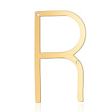 Honeyhandy 201 Stainless Steel Links connectors, Letter, Golden, Letter.R, 37x21x1mm, Hole: 1mm