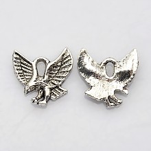 Honeyhandy Tibetan Style Alloy Pendants, Cadmium Free & Lead Free, Eagle/Hawk Charm, Antique Silver, 13x13x2mm, Hole: 2mm