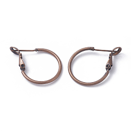 Honeyhandy Brass Hoop Earrings, Ring, Red Copper, 20x1.5mm, Pin: 0.6mm