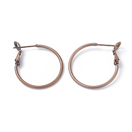 Honeyhandy Brass Hoop Earrings, Ring, Red Copper, 24x1.5mm, Pin: 0.7mm