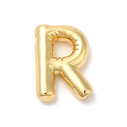 Honeyhandy Eco-Friendly Rack Plating Brass Pendants, Long-Lasting Plated, Lead Free & Cadmium Free, Real 18K Gold Plated, Letter Charm, Letter R, 21~23x13~26x4.5~5.5mm, Hole: 2.5~3.5x1.5~2mm