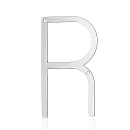 Honeyhandy 201 Stainless Steel Links connectors, Letter, Stainless Steel Color, Letter.R, 37x21x1mm, Hole: 1mm