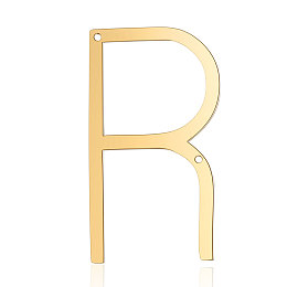 Honeyhandy 201 Stainless Steel Links connectors, Letter, Golden, Letter.R, 37x21x1mm, Hole: 1mm