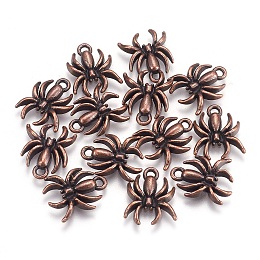 Honeyhandy Alloy Pendants, Spider, Lead Free and Cadmium Free, Red Copper, about 18mm long, 14mm wide, 3mm thick, hole: 2mm