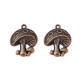 Tibetan Style Alloy Pendants, Lead Free and Cadmium Free, Mushroom, Red Copper, 22.5x19x5.4mm, Hole: 2mm