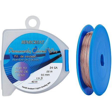 BENECREAT 24 Gauge 130 Feet/43 Yard Tarnish Resistant Copper Wire Soft Jewelry Wire for Beading Crafts Making