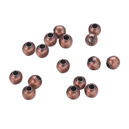 NBEADS 10000 Pcs Iron Spacer Beads, Round, Red Copper, 4mm, Hole: 1.5mm