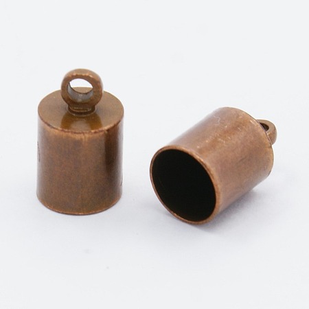 Honeyhandy Brass Cord Ends, Red Copper, 10x6mm, Hole: 1.2mm, 5.5mm inner diameter