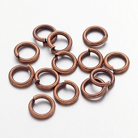 Honeyhandy 90pcs Red Copper Color Brass Jump Rings, Cadmium Free & Lead Free, Open Jump Rings, 18 Gauge, 6x1mm, Inner Diameter: 4mm, about 90pcs/10g