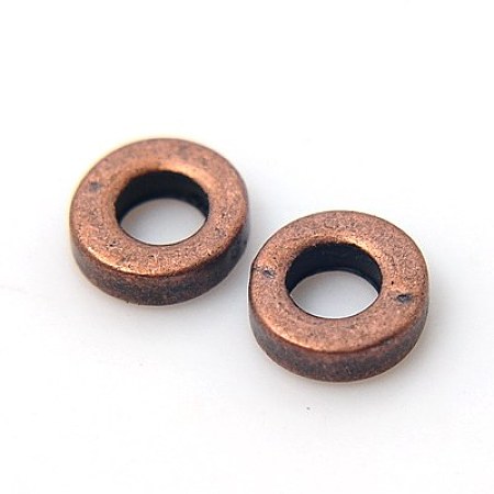 Honeyhandy Tibetan Style Spacer Beads, Lead Free & Cadmium Free, Donut, Red Copper, 6x2mm, Hole: 2.5mm