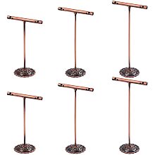 FINGERINSPIRE 6Pcs Earring T Display Stand Red Copper Metal T Shape Earring Holder Jewelry Showcase Organizer Display Rack for Photography Jewelry Props(3.5" & 4" & 5" Height)