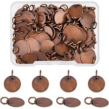 SUPERFINDINGS 100Pcs Brass Stamping Blank Tag Charms 12mm Flat Round Metal Stamps Tags Red Copper Blanks Pendants for Bracelet Necklace Jewelry DIY Craft Making，Hole:4mm