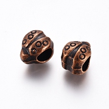 Honeyhandy Alloy European Beads, Large Hole Beads, Ladybug, Red Copper, 10x7.5x8mm, Hole: 5mm