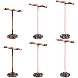 FINGERINSPIRE 6Pcs Earring T Display Stand Red Copper Metal T Shape Earring Holder Jewelry Showcase Organizer Display Rack for Photography Jewelry Props(3.5" & 4" & 5" Height)