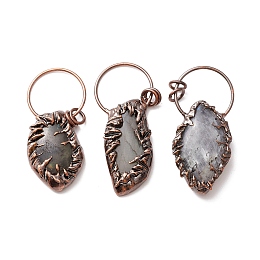 Honeyhandy Natural Labradorite Big Pendants, with Red Copper Tone Tin Findings, Lead & Nickel & Cadmium Free, Nuggets, 61x28x8mm