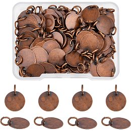 SUPERFINDINGS 100Pcs Brass Stamping Blank Tag Charms 12mm Flat Round Metal Stamps Tags Red Copper Blanks Pendants for Bracelet Necklace Jewelry DIY Craft Making，Hole:4mm