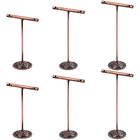 FINGERINSPIRE 6Pcs Earring T Display Stand Red Copper Metal T Shape Earring Holder Jewelry Showcase Organizer Display Rack for Photography Jewelry Props(3.5