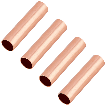 BENECREAT 4pcs 10cm Copper Round Tube, Seamless Hollow Straight Tube for DIY Crafts, Building Model, Home Decoration, 24mm in Diameter