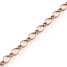 Honeyhandy Iron Figaro Chains, Curb Chains, with Spool, Soldered, Red Copper, 5.7x3.8x0.5mm, about 328.08 Feet(100m)/roll