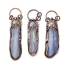 Honeyhandy Natural Kyanite Big Pendants, with Red Copper Tone Tin Findings, Lead & Nickel & Cadmium Free, Nuggets, 60~100x20~30x5~15mm