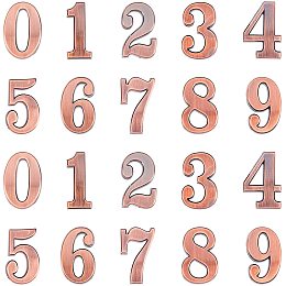 SUPERFINDINGS 40Pcs 1.34x0.87 Inch Red Copper Number 0-9 Wall Sticker ABS Plastic Mirror Stickers Self-Adhesive Furniture Sticker for Window Signs Door House Mailbox