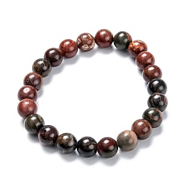 Honeyhandy Natural Picasso Jasper Stretch Beaded Bracelets, Round, Inner Diameter: 2-1/8 inch(5.5cm), Beads: 8~9mm