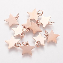 Honeyhandy 304 Stainless Steel Charms, Star, Rose Gold, 10x10.6x1.1mm, Hole: 4mm