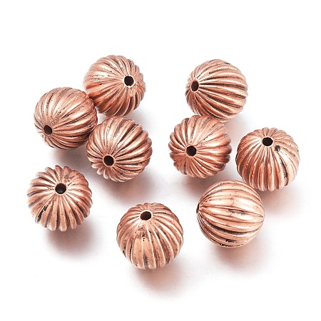 CCB Plastic Beads, Corrugated Beads, Round, Red Copper, 15.5mm, Hole: 2~2.5mm