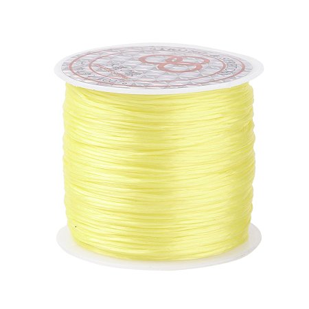 PandaHall Elite 1 Roll Yellow 0.8mm Elastic Stretch Polyester Threads Beading String Cord 60m per Roll for Jewelry Making Bracelets Necklace