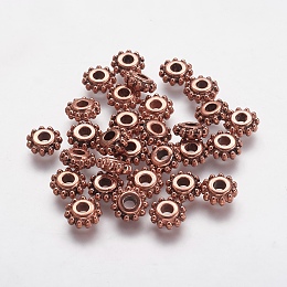 Honeyhandy CCB Plastic Spacer Beads, Daisy, Red Copper, 8x3mm, Hole: 3mm