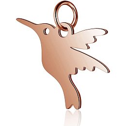 DICOSMETIC 5Pcs Stainless Steel Rose Gold Bird Charms Hummingbird Charms Metal Dove Bird Open Back Frame Pendnats Pigeon Charms Animal Charms for Bracelet Necklace Earrings Making