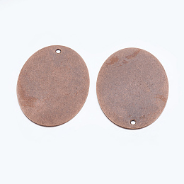 Honeyhandy Oval Metal Tags, Red Copper Brass Stamping Blank Tag Pendants, 40x30x0.5mm, Hole: 1.5mm