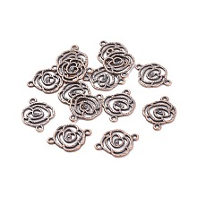 Honeyhandy Alloy Links Connectors, Flower, Red Copper, 20x27x1.5mm, Hole: 2mm