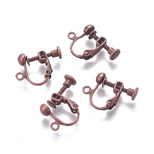 Honeyhandy Rack Plated Brass Screw Clip-on Earring Findings, Spiral Ear Clip, Red Copper, 13x17x4.5mm, Hole: 1.6mm