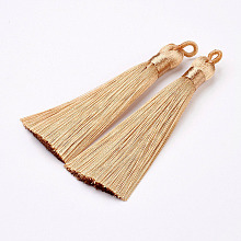 Honeyhandy Nylon Tassels Big Pendant Decorations, Sandy Brown, 83~92x9~10mm, Hole: 1.5~4mm