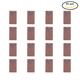 PandaHall Elite 50 Pcs Brass Flat Rectangle Blank Stamping Tag Pendants Charms 32x18x0.5mm for Jewelry Making Red Copper