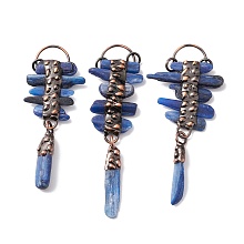 Honeyhandy Natural Kyanite Big Pendants, with Red Copper Tone Brass Findings, Teardrop, Cadmium Free & Lead Free, 93.5~111x34~48x6~8mm, Hole: 6mm