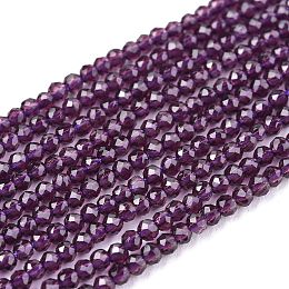 Honeyhandy Glass Beads Strands, Imitation Quartz, Faceted, Round, Purple, 2mm, Hole: 0.5mm,  about 175pcs/strand, 14.9 inch(38cm)