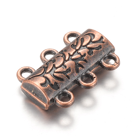 Honeyhandy Alloy Magnetic Clasps with Loops, Red Copper,14x19x6mm, Hole: 2mm