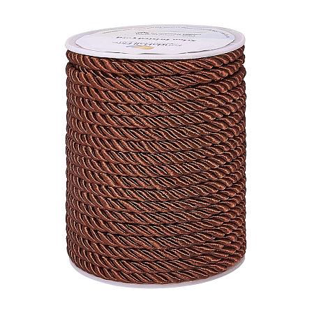 PandaHall Elite 18 Yards 5mm Twisted Cord Trim 3-Ply Twisted Cord Rope Nylon Crafting Cord Trim Thread String for DIY Craft Making Home Decoration Upholstery Curtain Tieback, Saddle Brown