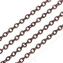 Honeyhandy Brass Cable Chains, Soldered, with Spool, Flat Oval, Red Copper, 2x1.8x0.2mm, about 9.84 Feet(3m)/Roll