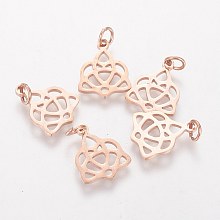 Honeyhandy 304 Stainless Steel Pendants, Rose Gold, 15x12x1mm, Hole: 3mm