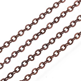 Honeyhandy Brass Cable Chains, Soldered, with Spool, Flat Oval, Red Copper, 2x1.8x0.2mm, about 9.84 Feet(3m)/Roll