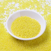MIYUKI Round Rocailles Beads, Japanese Seed Beads, 11/0, (RR136FR) Matte Transparent Yellow AB, 2x1.3mm, Hole: 0.8mm, about 1111pcs/10g